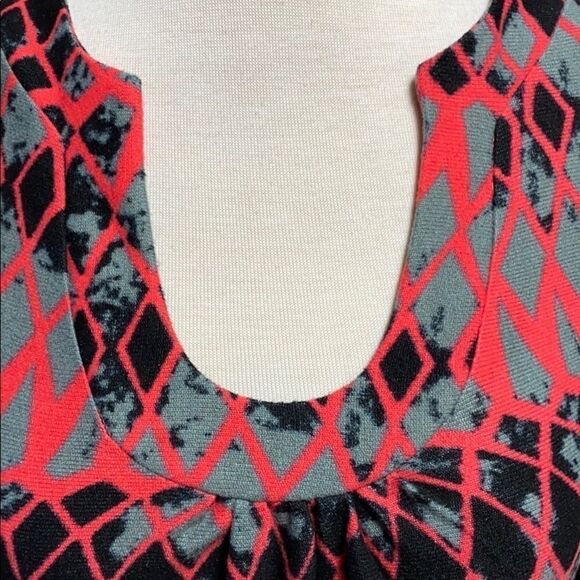 Aryeh Pink/Gray/Black Multi Color 3/4 Sleeve U-Neck Dress NWT - Picture 3 of 8